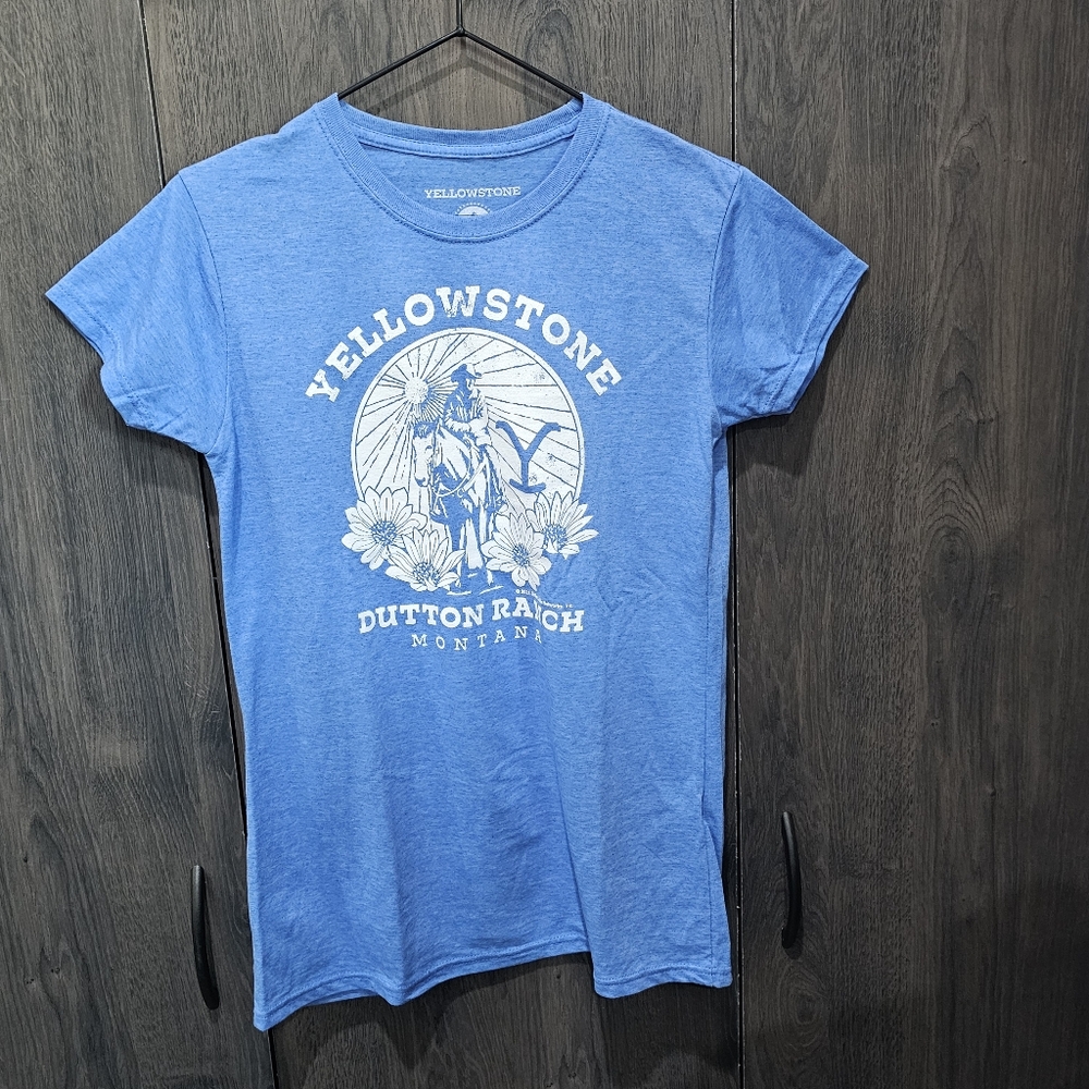 Dutton Ranch Montana T-Shirt Junior Size L Blue Yellowstone